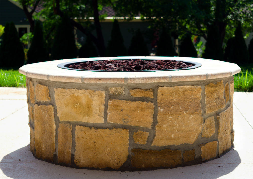 Dover shell limestone firepit
