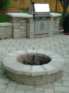 stone patio fire pit with grill