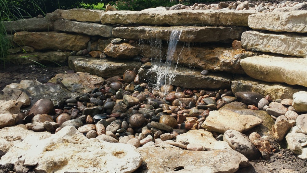 stone rock waterfall landscaping